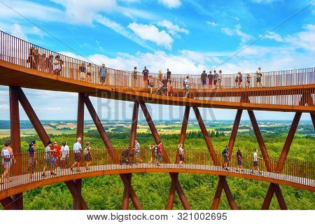 Ronnede. Denmark. July 27th. 2019 Camp Adventure Tower. Observation Tower In The Forest. View From B