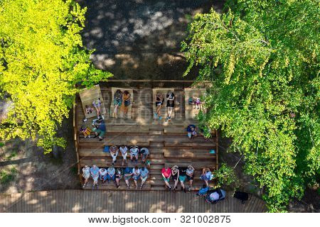 Ronnede. Denmark. July 27th. 2019. Camp Adventure Tower. View Of The Recreation Area From The Observ