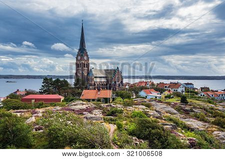 View To The City Lysekil In Sweden.