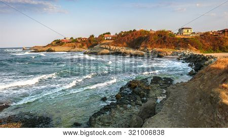 Amazing Sunset Seascape Of The Coastline Of Lozenets, Burgas Region, Bulgaria
