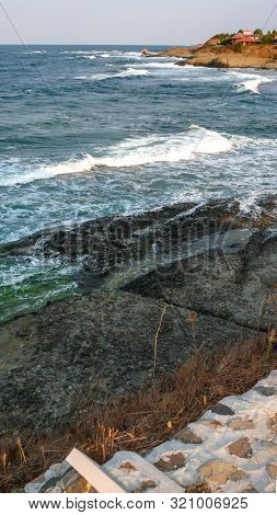 Amazing Sunset Seascape Of The Coastline Of Lozenets, Burgas Region, Bulgaria