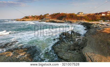 Amazing Sunset Seascape Of The Coastline Of Lozenets, Burgas Region, Bulgaria