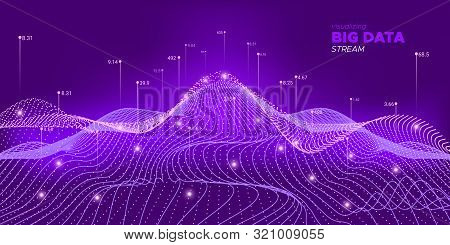 Neon Big Data Screen. Complexity Abstract. Big Data Illustration. Purple Graph Futuristic. Complexit