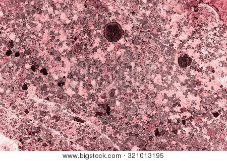 Vintage Pink Background. Rough Painted Wall Of Fiesta Color. Imperfect Plane Of Rosy Colored. Uneven