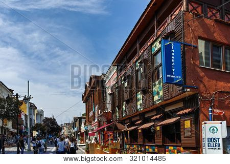 Edirne, Turkey - May 26, 2018: Saraclar Caddesi Shopping Street In The Center Of City Of Edirne, Eas