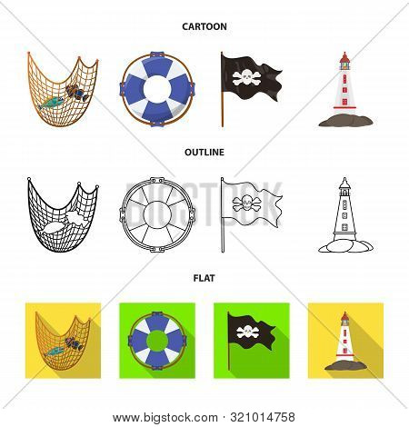 Vector Design Of Travel And Attributes Logo. Set Of Travel And Seafaring Stock Vector Illustration.