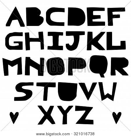 English Uppercase Paper Cut Alphabet. Black And White Cutout Letters. Vector Script. Abc Letters Imi