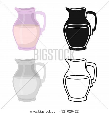 Vector Illustration Of Jug And Milk Sign. Set Of Jug And Glass Stock Vector Illustration.