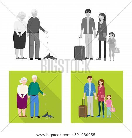Vector Illustration Of Character And Avatar Icon. Set Of Character And Portrait Vector Icon For Stoc