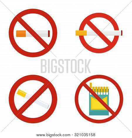 No Smoking Icon Set. Flat Set Of No Smoking Vector Icons For Web Design