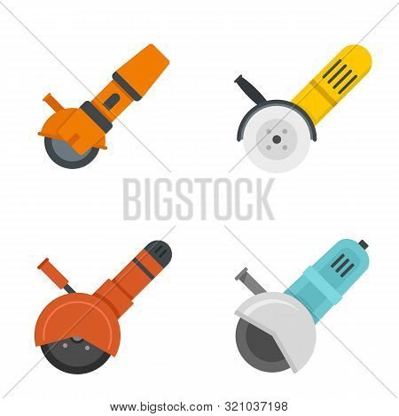 Angle Grinder Icon Set. Flat Set Of Angle Grinder Vector Icons For Web Design