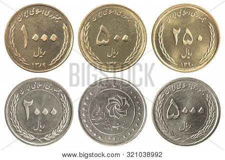 Full Set Of Iran Coins Isolated On White Background