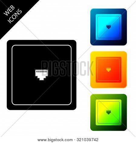 Ethernet Socket Sign. Network Port - Cable Socket Icon Isolated. Lan Port Icon. Local Area Connector