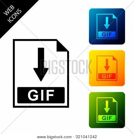 Gif File Document Icon. Download Gif Button Icon Isolated. Set Icons Colorful Square Buttons. Vector