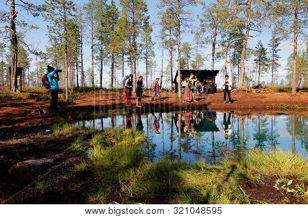 Arvidsjaur, Sweden - August 21, 2019: View Of The Frog Spring, Grodkallan In Swedish, With Clear Fre