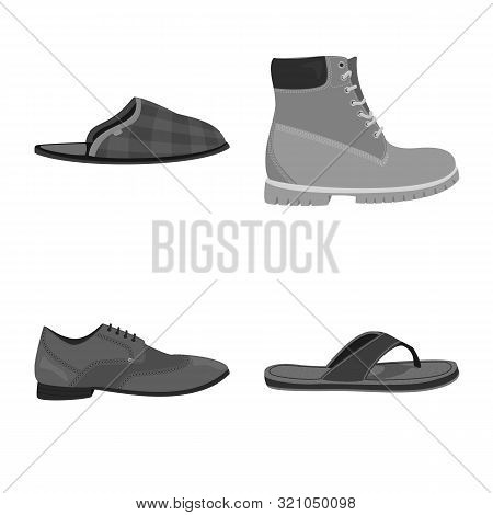 Vector Illustration Of Shoe And Footwear Symbol. Set Of Shoe And Foot Stock Symbol For Web.