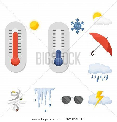 Isolated Object Of Weather And Climate Symbol. Set Of Weather And Cloud Stock Vector Illustration.