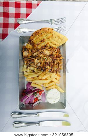 Greek Fast Food Gyros: Tortilla With Lamb And Zaziki Sauce Source
