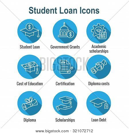 Student Loans Icon Set - Academic Scholarships And Debt Imagery