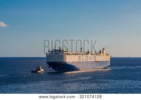 Brunswick, Georgia - September 8, 2019: The Coast Guard Is Searching For Crew From A Vehicle Carrier