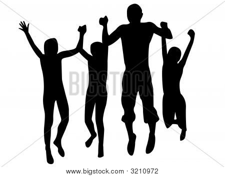 Famiglia saltando