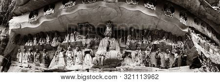 Panoramic view of stone carvings in Dazu in Chongqing China