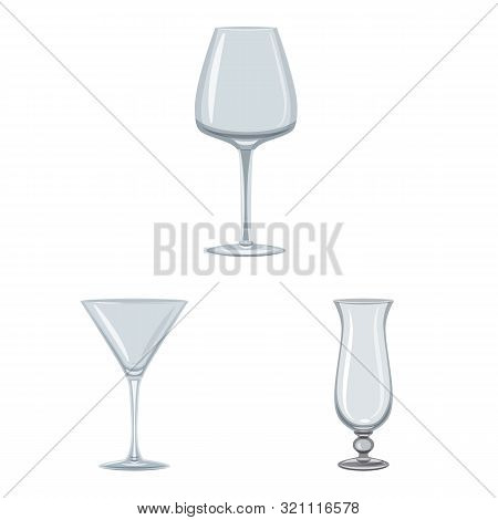 Vector Design Of Dishes And Container Sign. Set Of Dishes And Glassware Vector Icon For Stock.