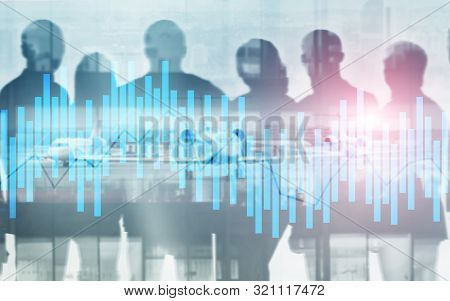 Andle Chart. Business Analysis, Financial Investment Concept. Economic Trend And Blurred Background 
