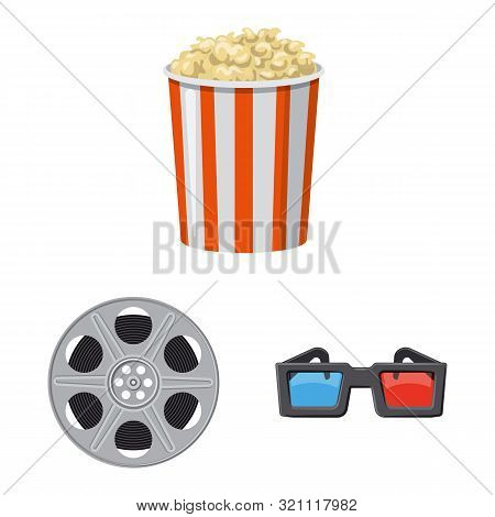 Vector Illustration Of Cinema And Theater Symbol. Set Of Cinema And Entertainment Stock Symbol For W