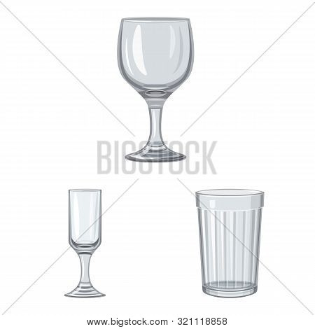 Vector Design Of Dishes And Container Logo. Set Of Dishes And Glassware Vector Icon For Stock.
