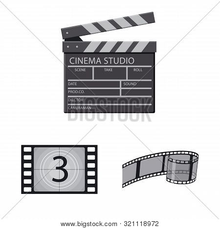 Vector Design Of Cinema And Theater Logo. Set Of Cinema And Entertainment Stock Vector Illustration.