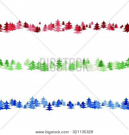 Seamless Random Pine Tree Pattern Paragraph Divider Line Set - Vector Graphic Elements
