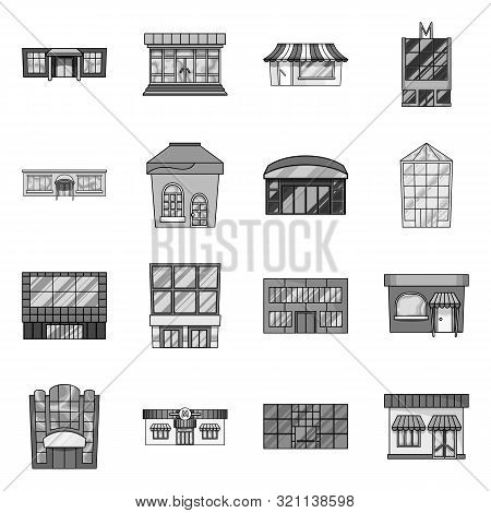 Vector Illustration Of Supermarket And Building Icon. Set Of Supermarket And Business Vector Icon Fo