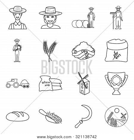 Vector Design Of Farm And Arable Logo. Set Of Farm And Wheat Stock Symbol For Web.