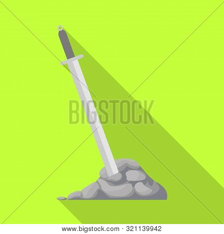 Isolated Object Of Sword And Excalibur Symbol. Set Of Sword And Vintage Vector Icon For Stock.