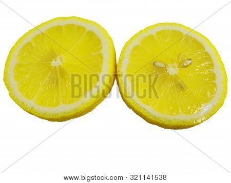 Two Lemon Slice, Isolated On A White Background
