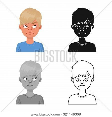 Vector Design Of Guy And Emotion Symbol. Set Of Guy And Features Vector Icon For Stock.