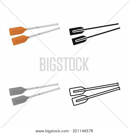 Vector Design Of Oars And Paddle Sign. Set Of Oars And Sport Vector Icon For Stock.