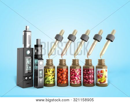 Electronic Cigaretts Device To Smokeless Smoking 3d Render On Blue Gradient