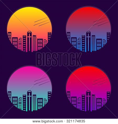 City Landscape Apocalypse Vector Illustration. Synthwave, Retrowave Style.