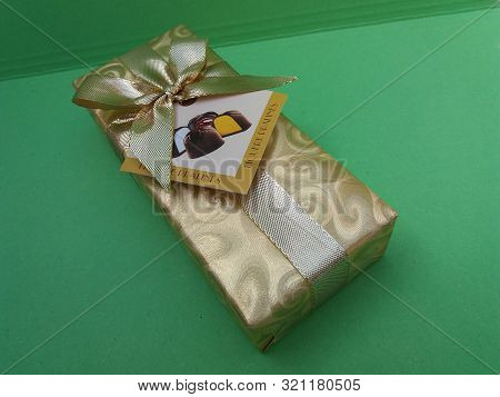 Brussels, Belgium - Circa June 2017: Chocolate Pralines Box
