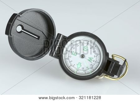 A Round Compass With A View Finder Used In Navigation Shot On A Transparent Background.