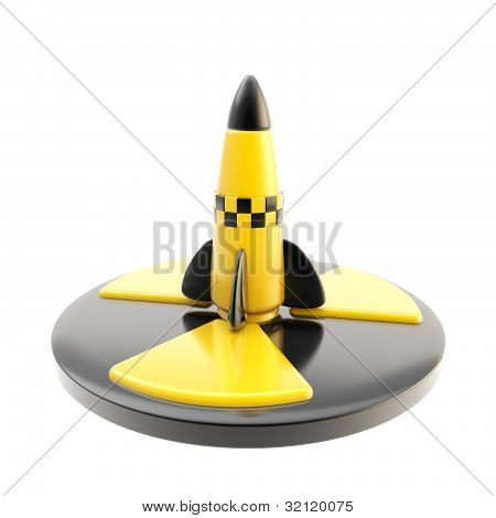 Segno di guerra nucleare razzo isolato
