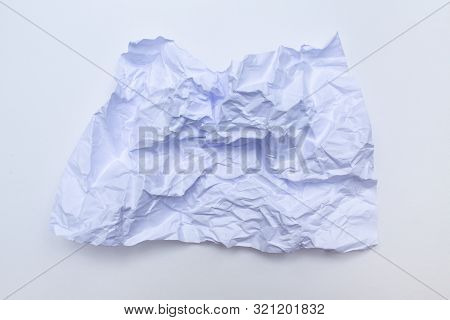 White Crumpled Paper On White Background, , Close Up Shot