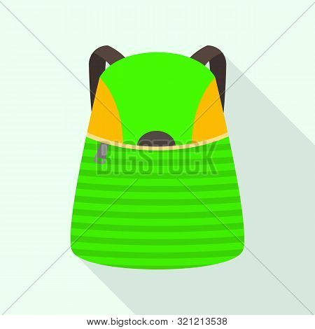 Kid Green Backpack Icon. Flat Illustration Of Kid Green Backpack Vector Icon For Web Design