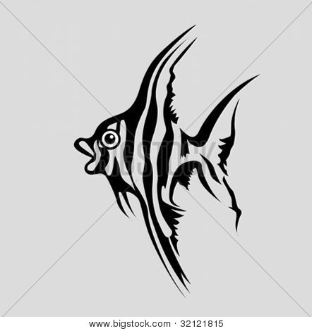 vis silhouet op grijze achtergrond, vectorillustratie