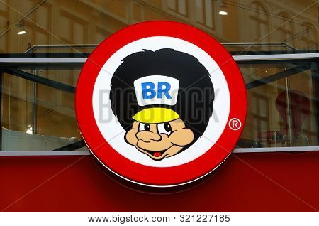 Copenhagen, Denmark - September 4, 2019: The Symbol For The Br Toy Stores At The Shop Located At The