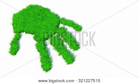 Concept or conceptual green grass handprint isolated on white background. A metaphor for ecology, environment, recycle, nature conservation,  pring or protection against global warming 3d illustration