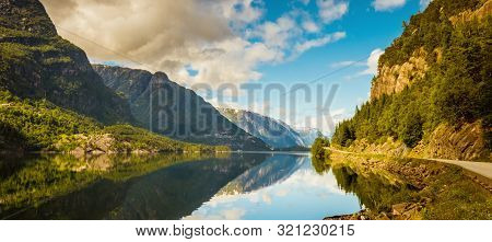 Summer Hardanger Fjord Near Trolltunga, Norway Landscape