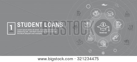 Student Loans Icon Set And Graduation Web Header Banner